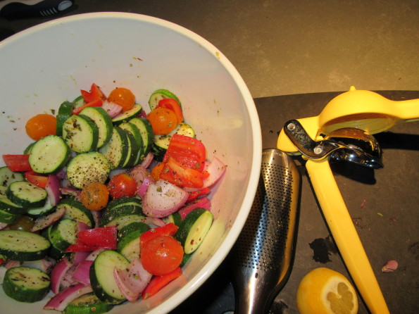 lemon everything kind of night: grilled scallops with grilled veggies and rice IMG_0795