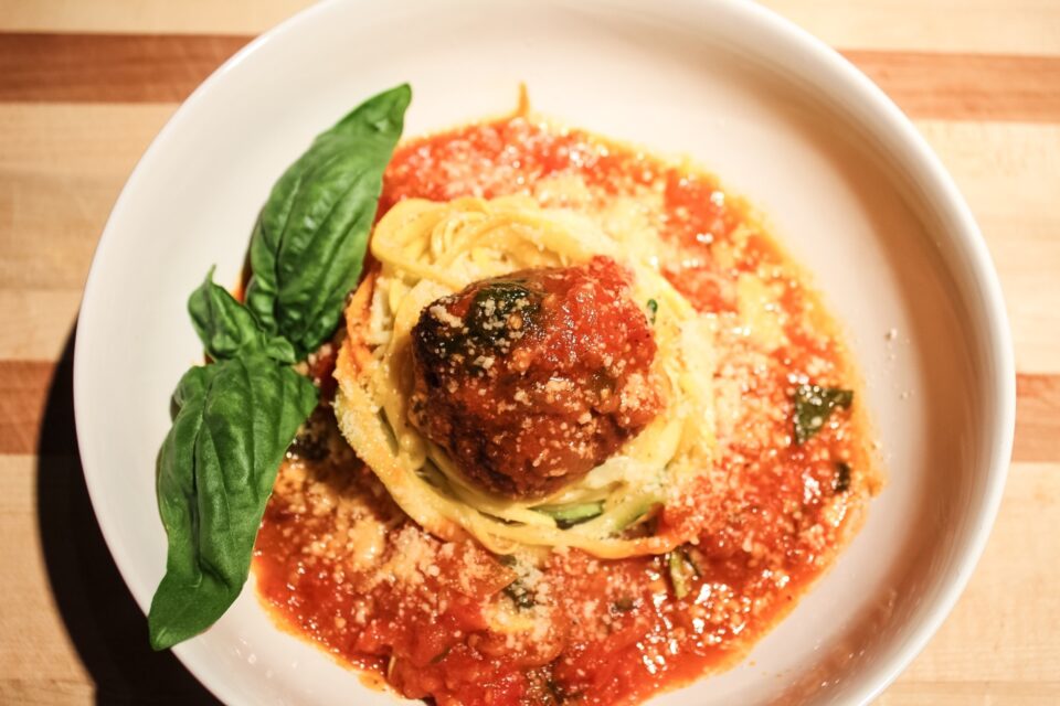 carb fakeout: meatballs and zoodles Meatball 960x640