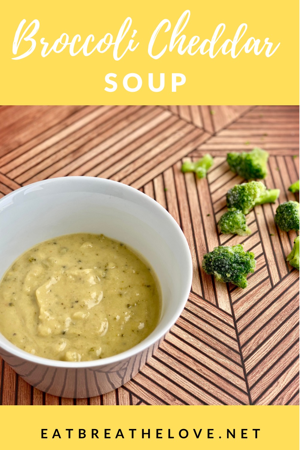 Easy Broccoli Cheddar Soup An image of a bowl of broccoli cheddar soup