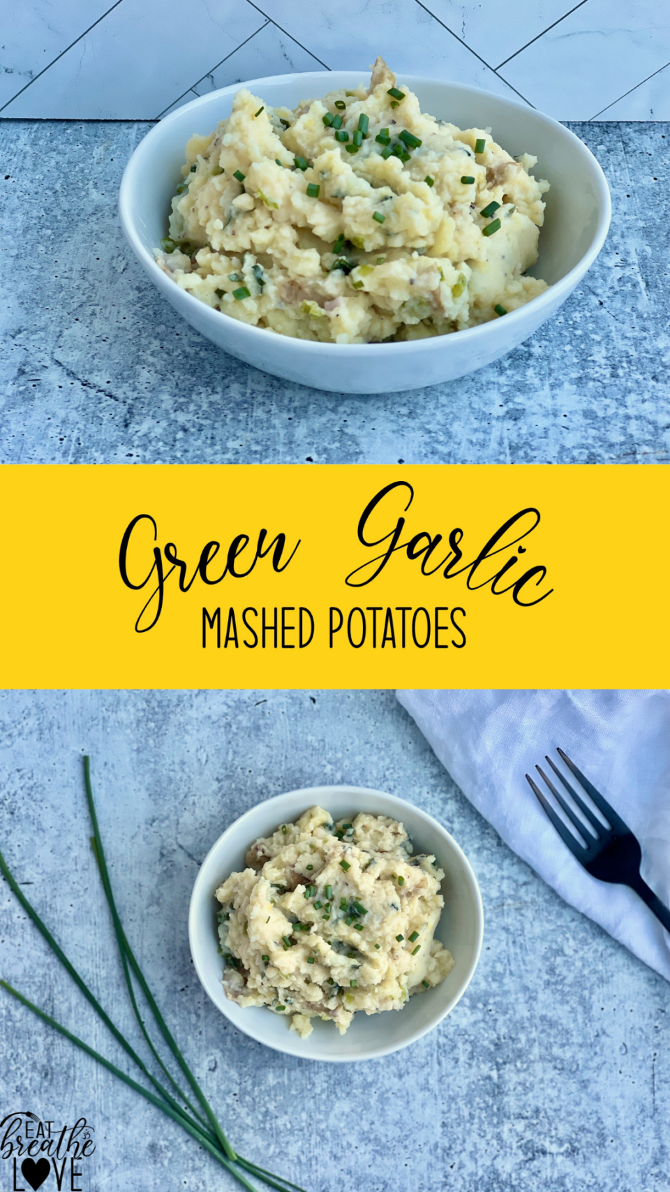 Pictures of green garlic and green garlic smashed potatoes