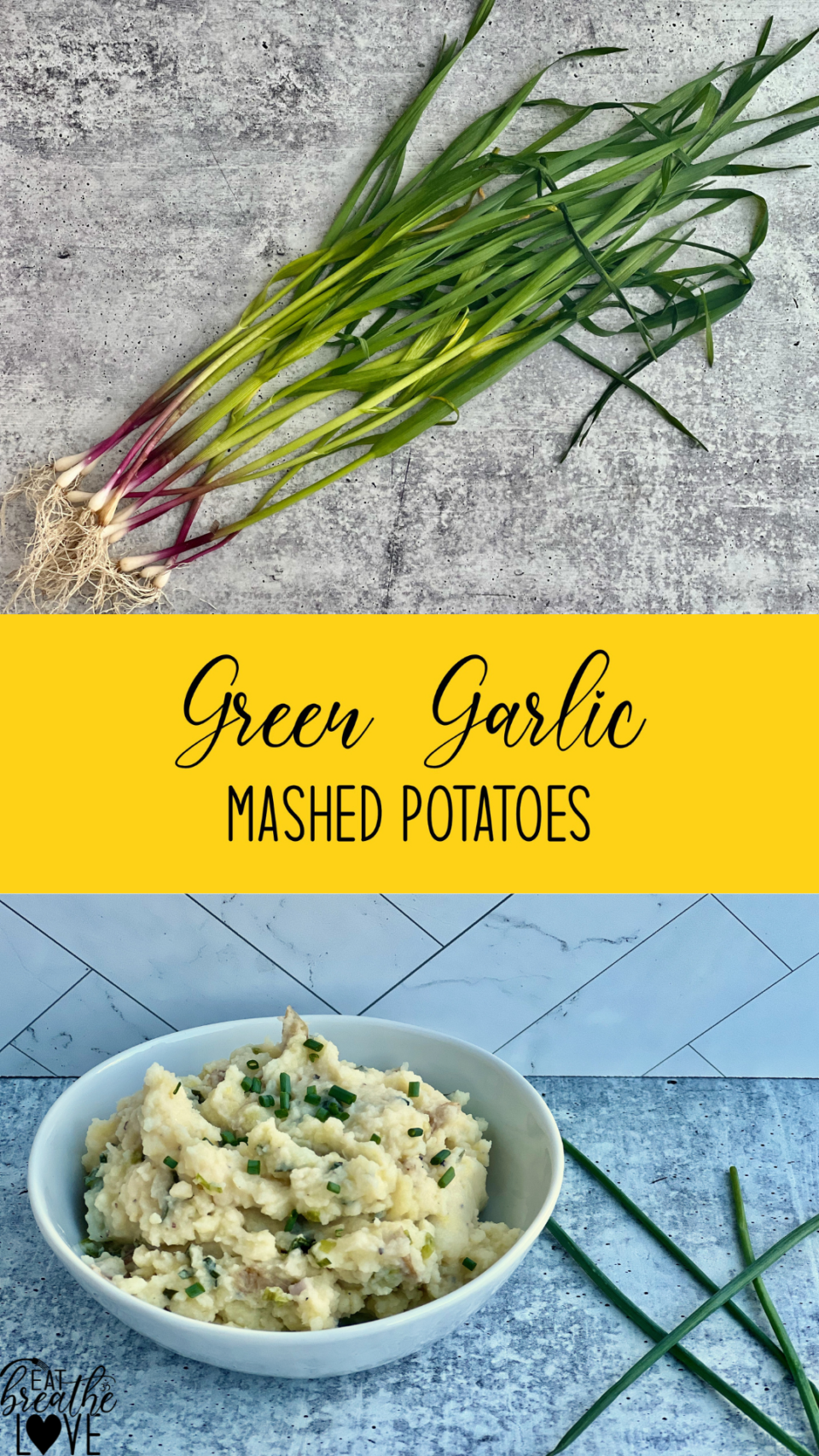 Pictures of green garlic and green garlic smashed potatoes