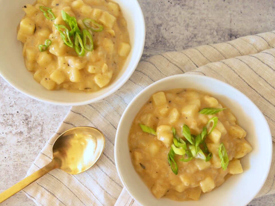 Picture of two bowls of potato soup