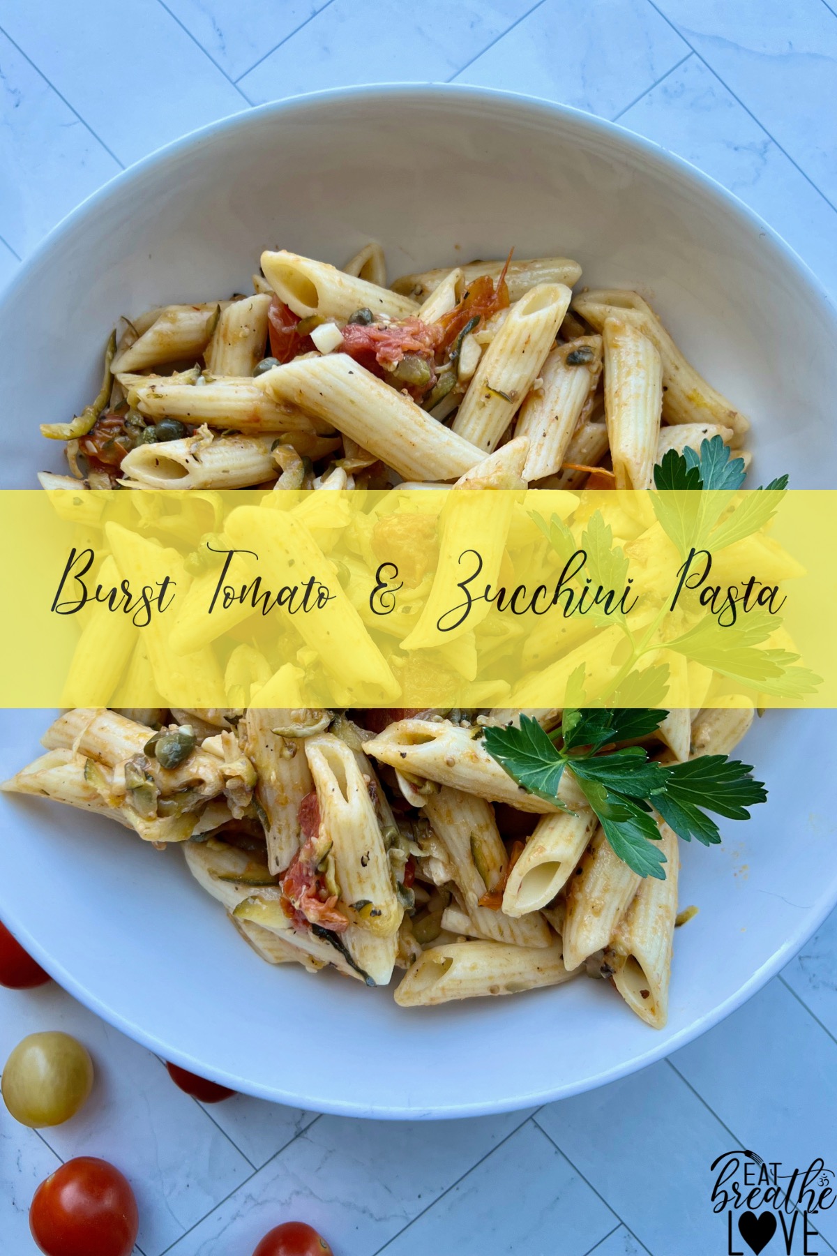 Burst Tomato Zucchini Pasta Eatbreathelove.net